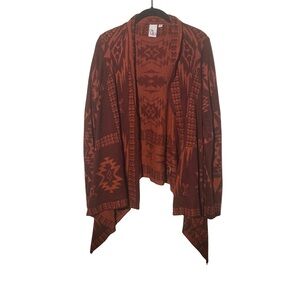 OhMG Size XL Geometric Long Sleeve Cardigan Sweater Red